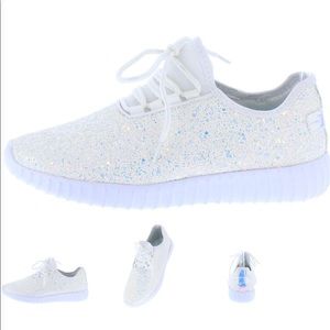 White Hologram Tennis Shoe with Sparkles
